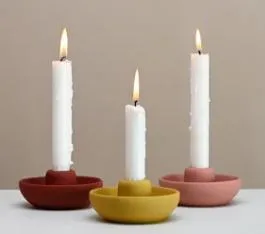 Candelero de cerámica con forma de cuenco de color mate de decoración moderna para decoración del hogar