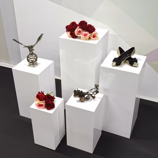 Soporte acrílico personalizado para exhibición de pastel de flores, cuadrado transparente, personalizado, para tienda