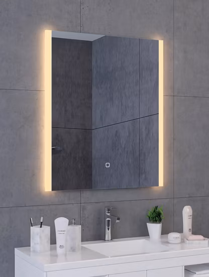 Espejo LED moderno OEM, espejo LED redondo, interruptor táctil de pared, espejo inteligente para baño con luz LED